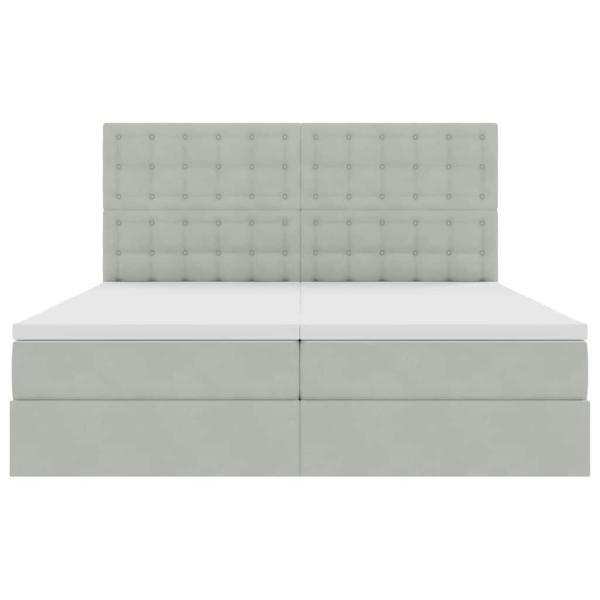 Bett mit LED-Lichtleisten Hellgrau 200 x 200 cm Samt