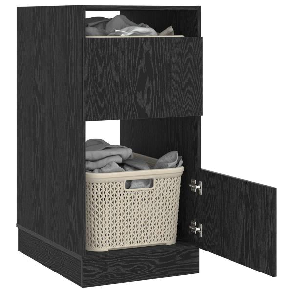 Wäscheschrank mit Tür Schwarz Eichen-Optik 50 x 68 x 102 cm