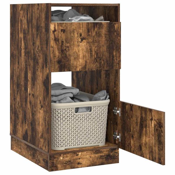 Wäscheschrank mit Speicher Geräucherte Eiche Holzwerkstoff