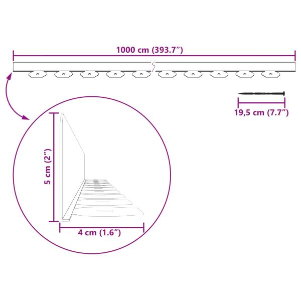 Rasenkanten Grün 1000 x 4 x 5 cm Kunststoff