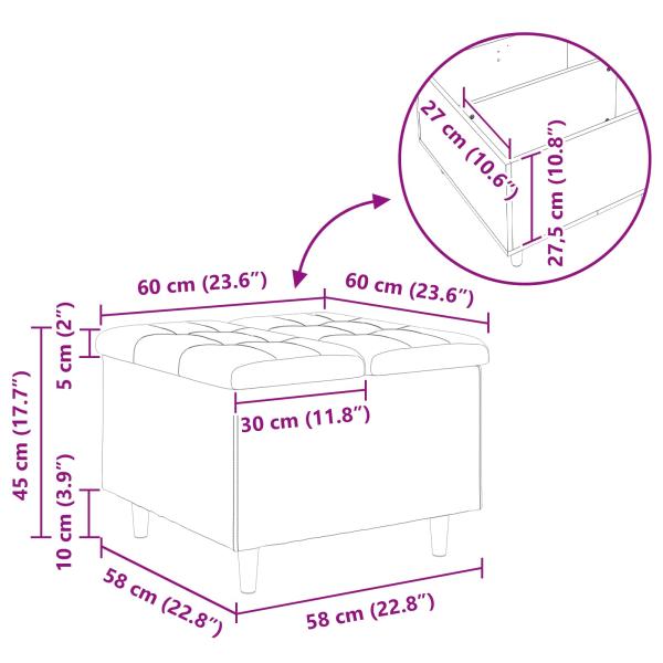 Aufbewahrungsottomane mit Kissen Rosa 60 x 60 x 45 cm Samt