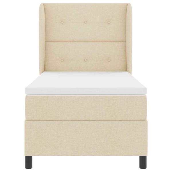 ARDEBO.de - Boxspringbett mit Matratze mit Kopfteil Creme 90 x 190 cm Stoff