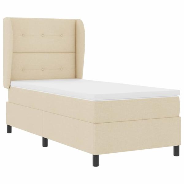 Boxspringbett mit Matratze mit Kopfteil Creme 90 x 190 cm Stoff