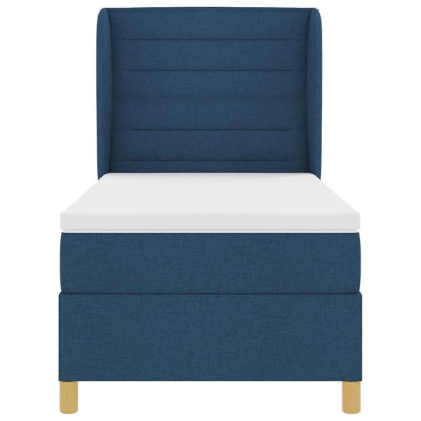 Boxspringbett mit Matratze Dunkelgrau 90x190 cm Blau Stoff