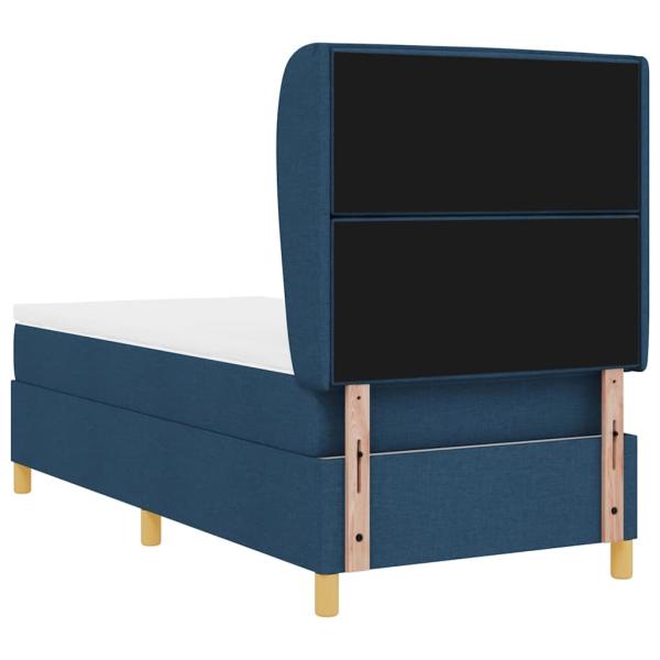 Boxspringbett mit Matratze Dunkelgrau 90x190 cm Blau Stoff