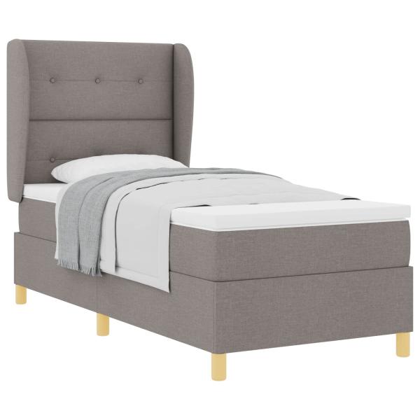 Boxspringbett mit Matratze Dunkelgrau 90x190 cm Taupe Stoff