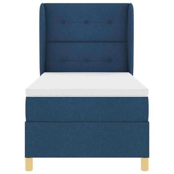 ARDEBO.de - Boxspringbett mit Matratze Dunkelgrau 90x190 cm Blau Stoff