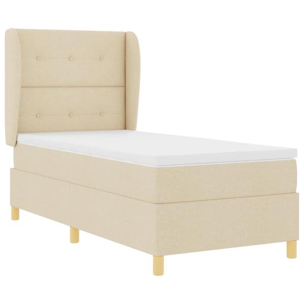 Boxspringbett mit Matratze Dunkelgrau 90x190 cm Creme Stoff