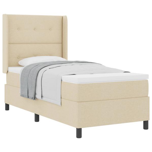 Boxspringbett mit Matratze mit Kopfteil Creme 80 x 200 cm Stoff