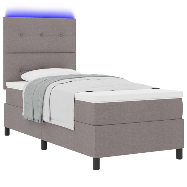 Boxspringbett mit Matratze mit LED Taupe 80 x 200 cm Stoff