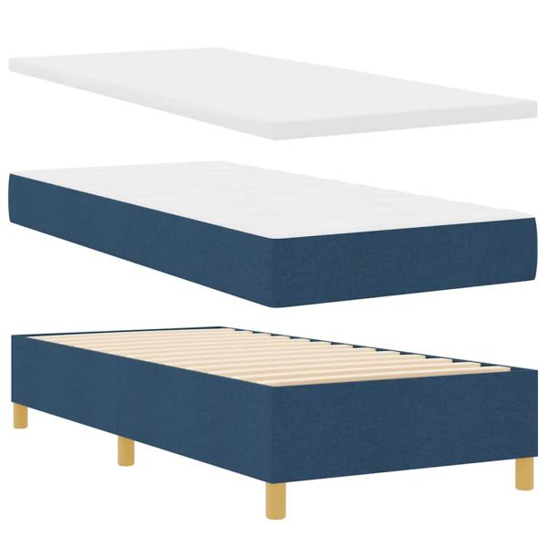 LED Boxspringbett mit Matratze Blau 80 x 200 cm Stoff