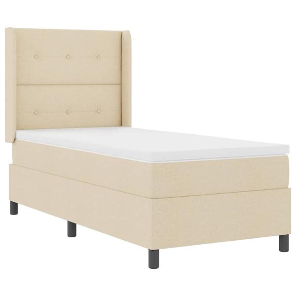 ARDEBO.de - LED Boxspringbett mit Matratze Creme 90 x 190 cm Stoff