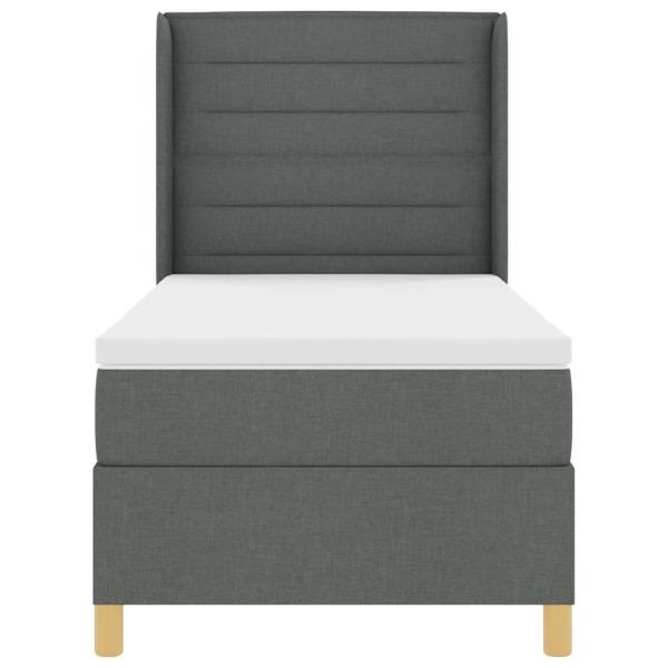 Boxspringbett mit Matratze mit Kopfteil Grau 90 x 190 cm Stoff