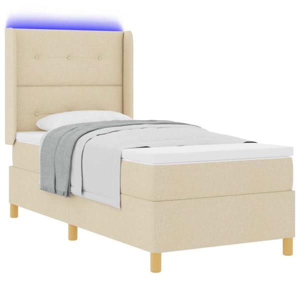 Boxspringbett mit Matratze Creme 140 x 190 cm Stoff