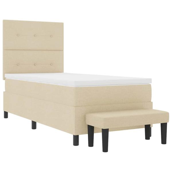Boxspringbett mit Matratze mit Kopfteil Creme 90 x 190 cm Stoff
