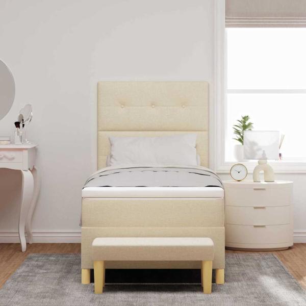 Boxspringbett mit Matratze mit Kopfteil Creme 80 x 200 cm Stoff