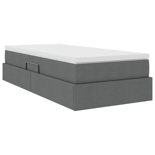 Aufbewahrungsbett mit Matratze Dunkelgrau 90 x 190 cm Polyester