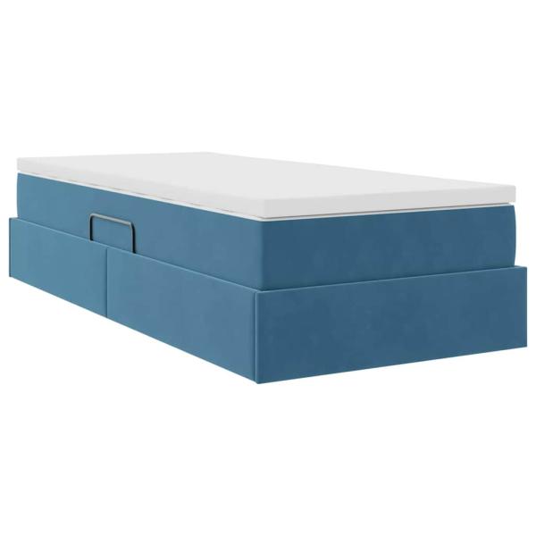 Aufbewahrungsbett mit Matratze Dunkelblau 90 x 190 cm Samt