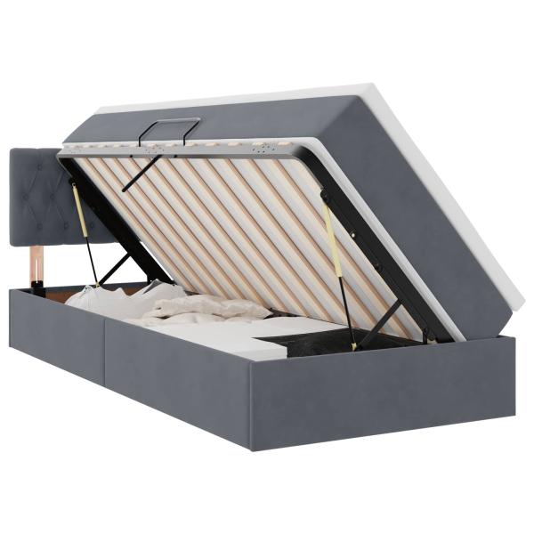 ARDEBO.de - Aufbewahrungsbett mit Matratze Dunkelgrau 90 x 190 cm Samt