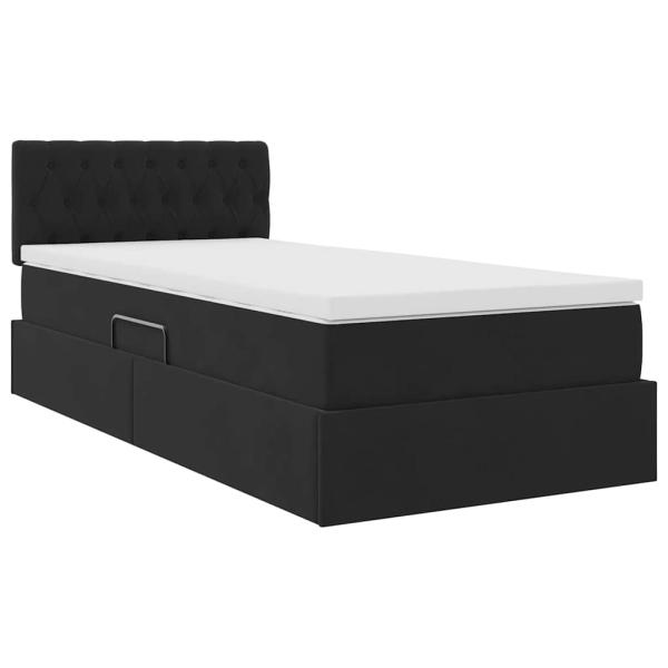 Aufbewahrungsbett mit Kopfteil Schwarz 90 x 190 cm Samt