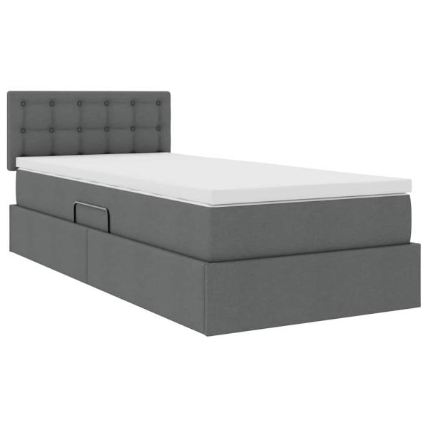 LED-Speicherbett mit Matratze Dunkelgrau 90 x 190 cm Stoff