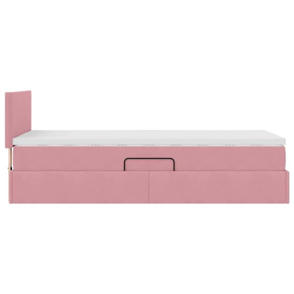 Bett mit Stauraum und LED mit Matratze Rosa 90 x 190 cm Samt