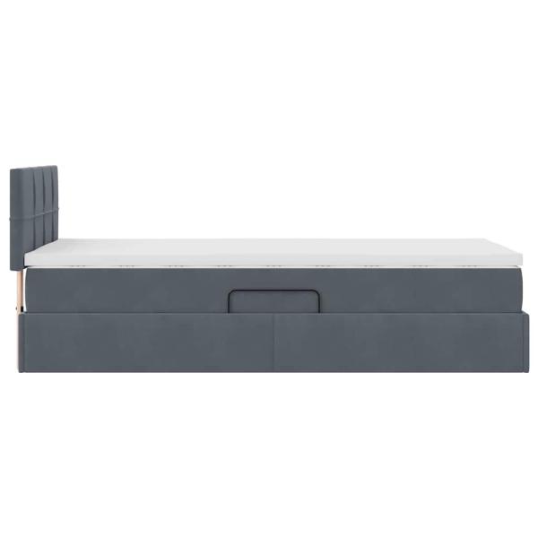 ARDEBO.de - Bett mit Stauraum und LED mit LED Dunkelgrau 90 x 190 cm Samt