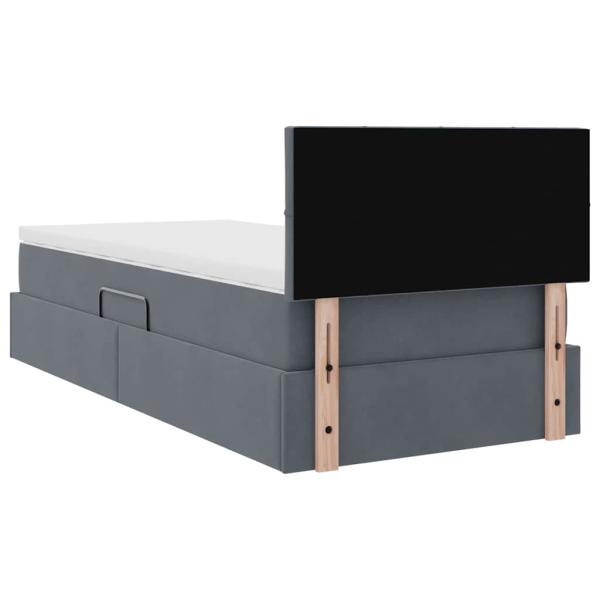 Bett mit Stauraum und LED mit LED Dunkelgrau 90 x 190 cm Samt