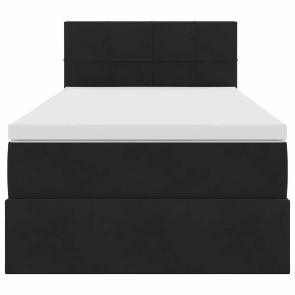 Bett mit Stauraum und LED mit Matratze Schwarz 90 x 190 cm Samt