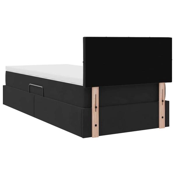 Bett mit Stauraum und LED mit Matratze Schwarz 90 x 190 cm Samt