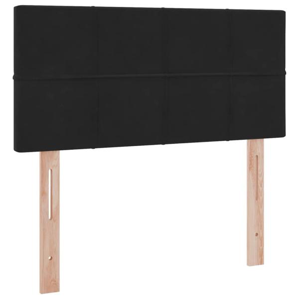LED-Speicherbett mit Matratze Schwarz 90 x 190 cm Samt
