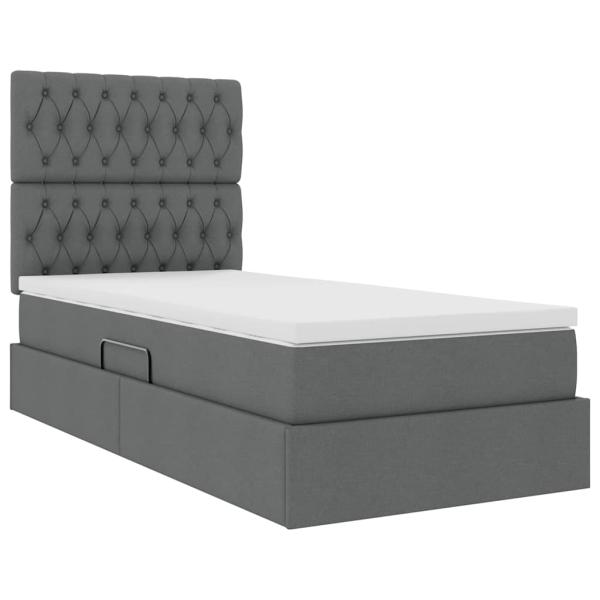 Aufbewahrungsbett mit Matratze Dunkelgrau 90 x 190 cm Stoff