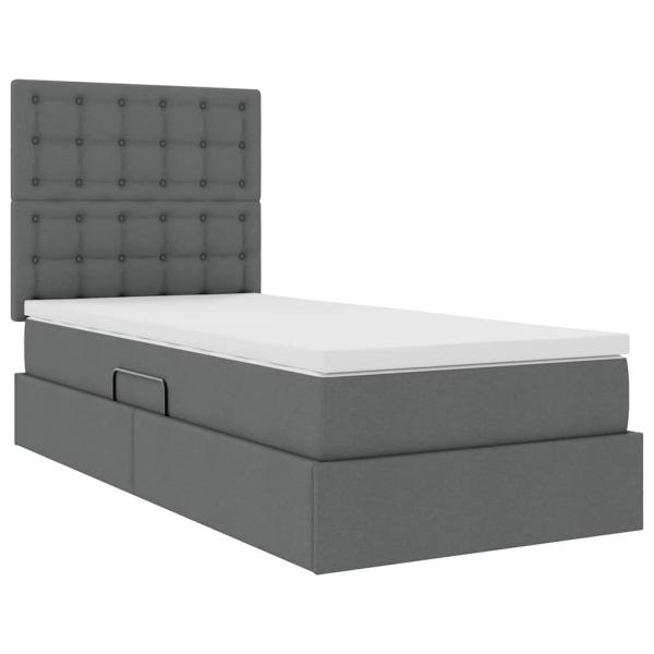 Aufbewahrungsbett mit Matratze Dunkelgrau 90 x 190 cm Polyester