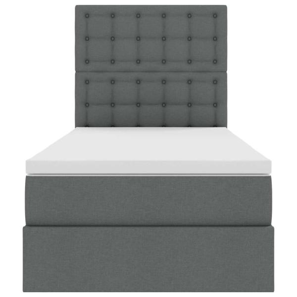 Aufbewahrungsbett mit Matratze Dunkelgrau 90 x 190 cm Polyester