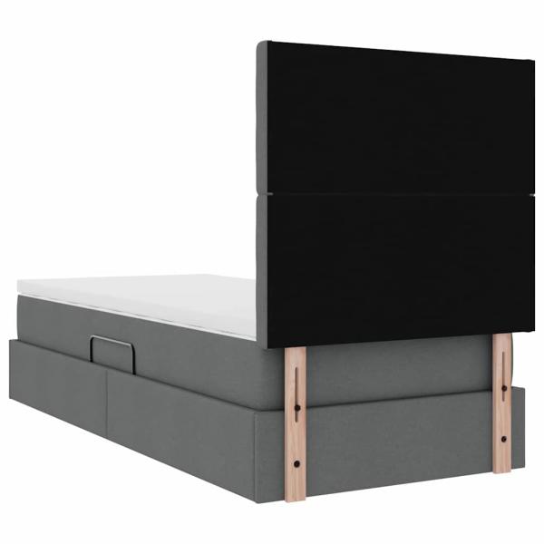 Bett mit Stauraum und LED Dunkelgrau 90 x 190 cm Polyester