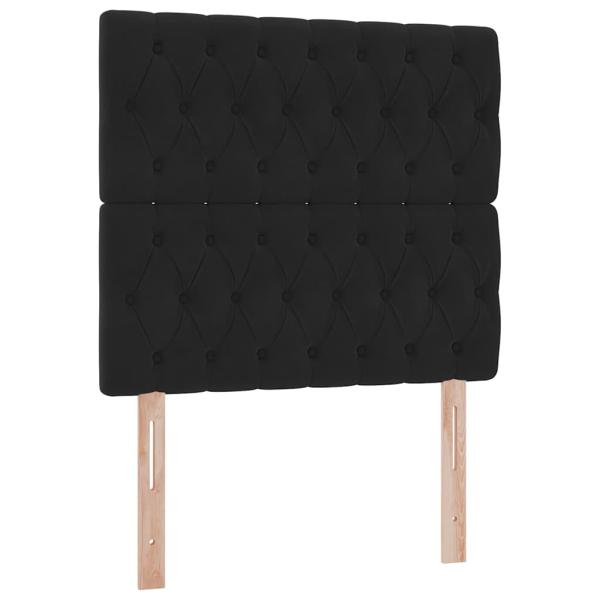 Bett mit Stauraum und LED mit Matratze Schwarz 90 x 190 cm Samt