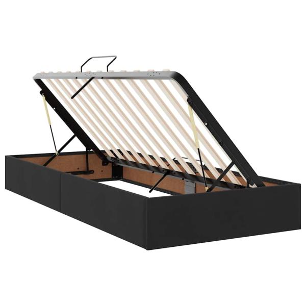 Bett mit Stauraum und LED mit Matratze Schwarz 90 x 190 cm Samt