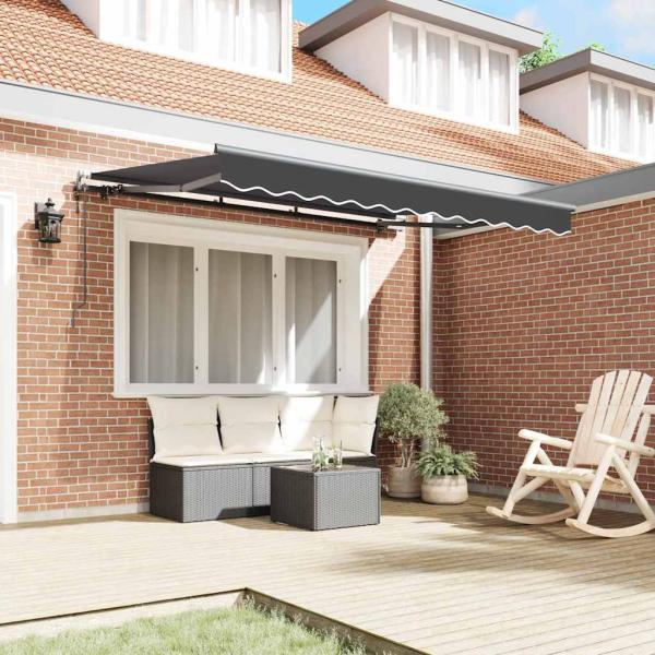 Einziehbare Markise Anthrazit 300 x 200 cm Stoff