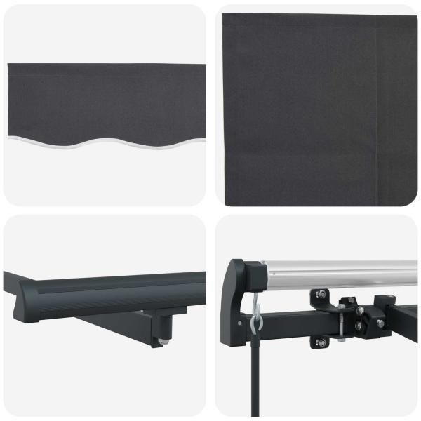 Einziehbare Markise Gestreift Anthrazit 300 x 200 cm Stoff