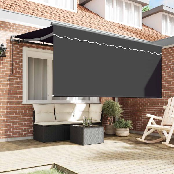 Einziehbare Markise Gestreift Anthrazit 300 x 200 cm Stoff