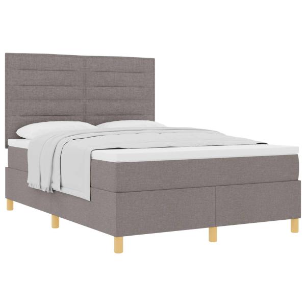 Boxspringbett mit Matratze Taupe 140 x 190 cm Stoff
