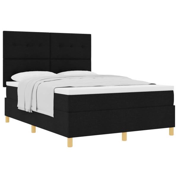 Boxspringbett mit Matratze Schwarz 140 x 190 cm Stoff