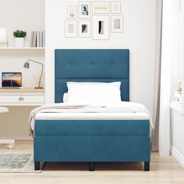 Boxspringbett mit Matratze Dunkelblau 120 x 190 cm Stoff