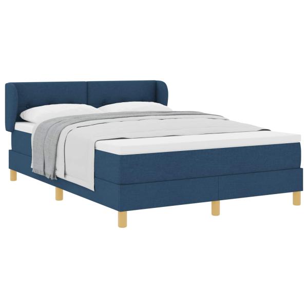 Boxspringbett mit Matratze mit Kopfteil Blau 140 x 200 cm Stoff