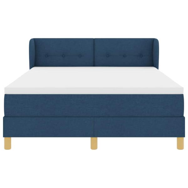 Boxspringbett mit Matratze mit Kopfteil Blau 140 x 200 cm Stoff