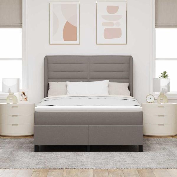 Boxspringbett mit Matratze Taupe 140 x 190 cm Stoff