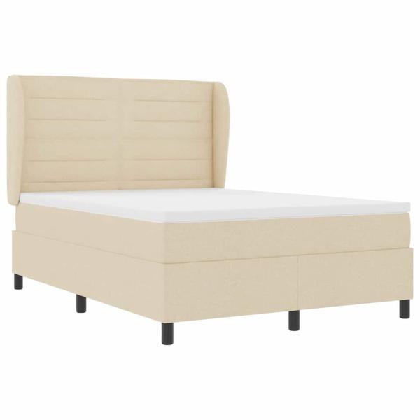 ARDEBO.de - Boxspringbett mit Matratze Creme 140 x 200 cm Stoff