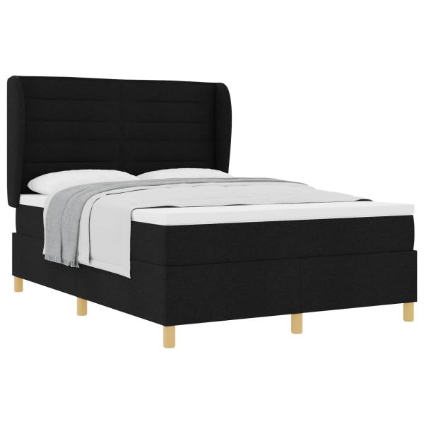 Boxspringbett mit Matratze Dunkelgrau 90x190 cm Schwarz Stoff