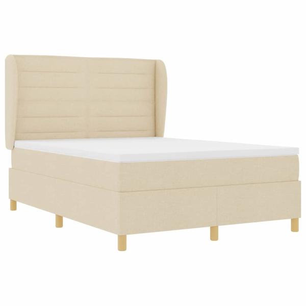 Boxspringbett mit Matratze Dunkelgrau 90x190 cm Creme Stoff