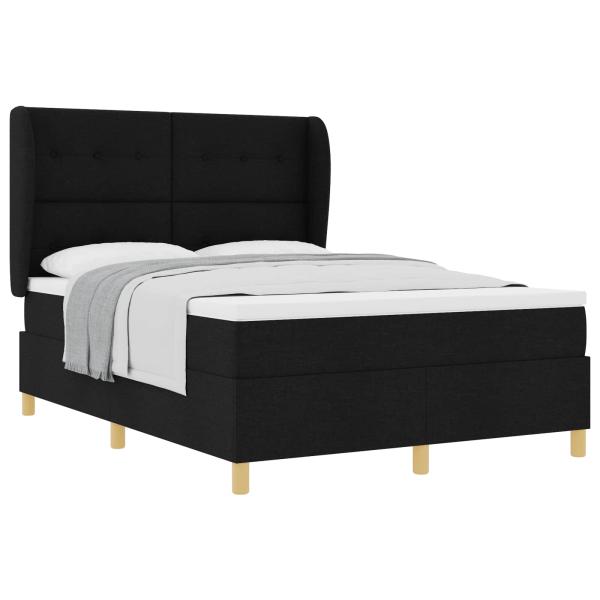 Boxspringbett mit Matratze Dunkelgrau 90x190 cm Schwarz Stoff